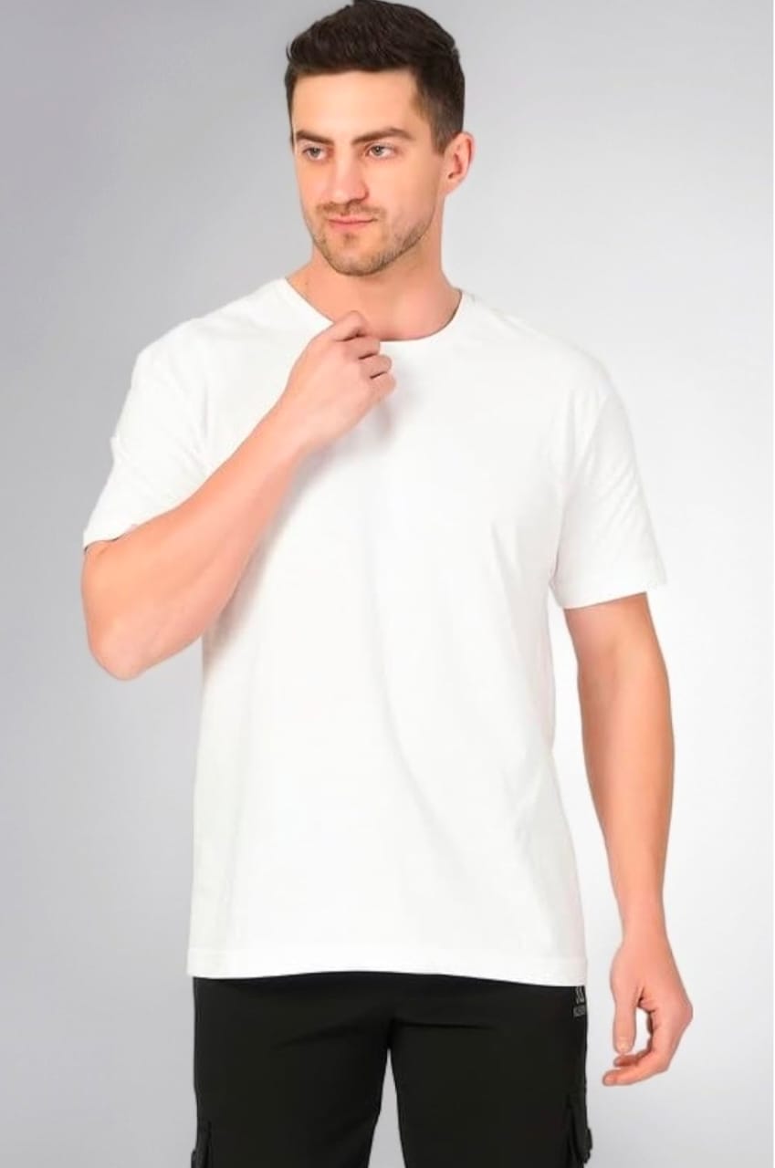 White Customized Half Sleeve Men's Cotton T-Shirt