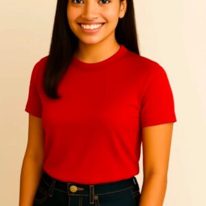 Red Customized Half Sleeve Women's Cotton T-Shirt