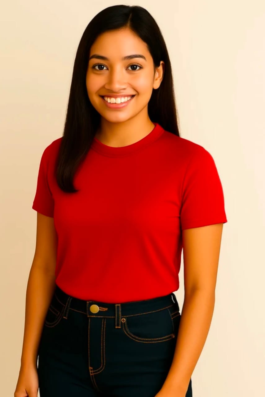 Red Customized Half Sleeve Women's Cotton T-Shirt