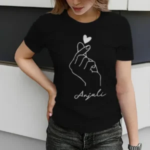 Korean Love Printed Women’s Half Sleeves Cotton T-Shirt