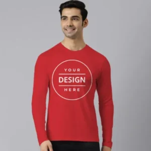 Red Customized Full Sleeve Men's Cotton T-Shirt