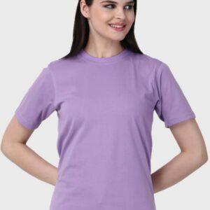 Women's Boyfriend Fit Solid Lavender Cotton T-Shirt