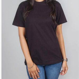 Black Plain Basic T-Shirt for Women